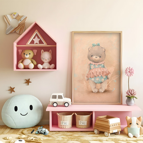 エンゾーマリ クマ アニマルポスター レトロインテリア リプロダクト 在庫限り】 山口一郎 「kuma-brown」｜ポスター｜IDEE SHOP Online