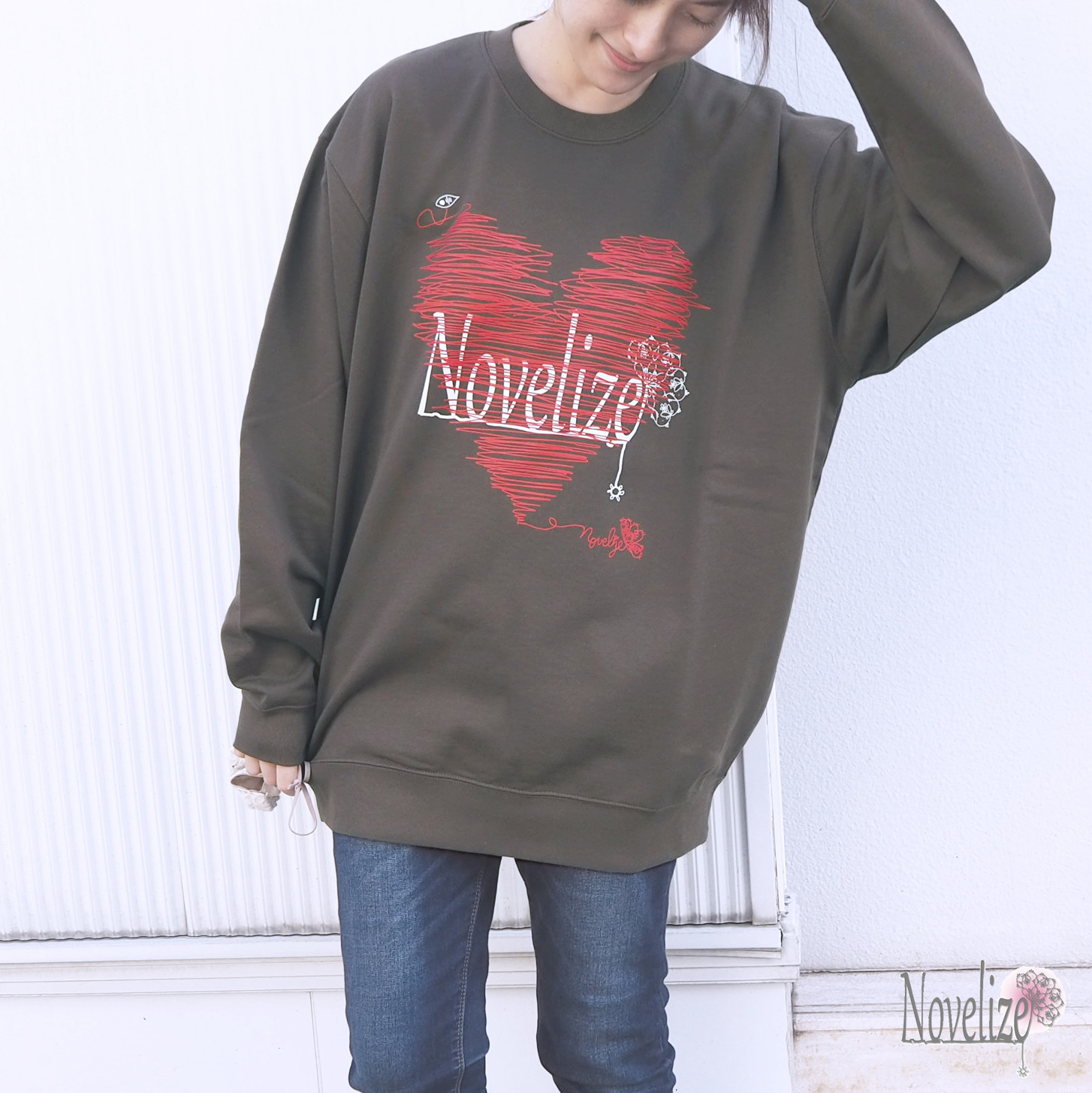 おとなのトレーナー　*LOVE-Tee*　＊XL・グレージュブラウン＊