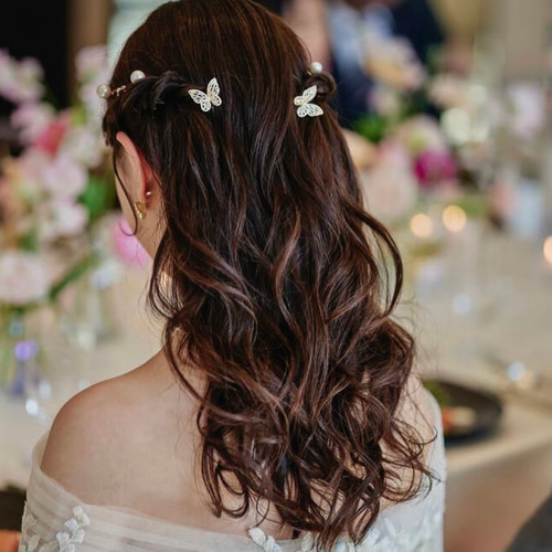 MA191ヘッドドレス ウェディング ゴールド 花 小枝 アレンジ ゴールドピン 髪飾り 成人式結婚式 前撮り 卒業式 ヘアピン ANNAN  WEDDING 通販｜Creema(クリーマ) 16853392