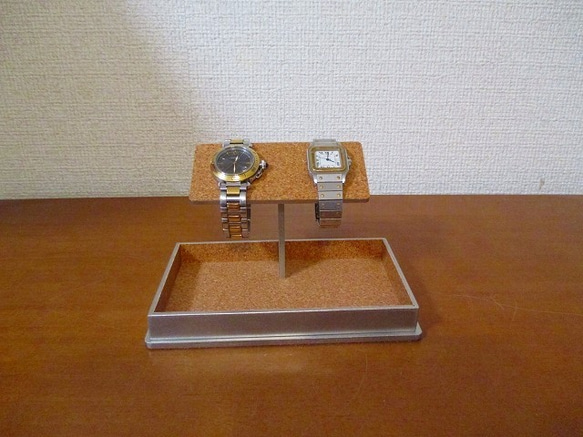 クリスマスプレゼントに　在庫あり　バー2本掛け大きいトレイ腕時計スタンド　 2枚目の画像