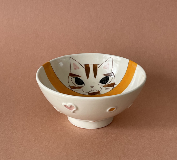 猫絵のご飯茶碗(茶トラ猫) 1枚目の画像