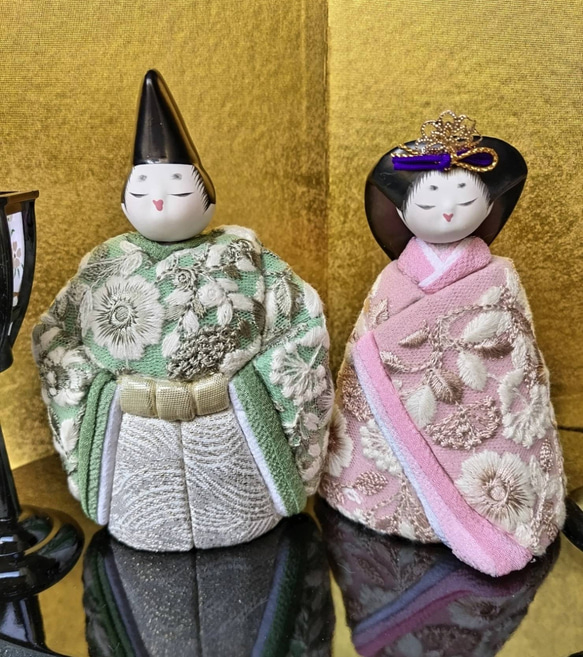 木目込人形 男の子と女の子 ケース付き 美術品・アンティーク