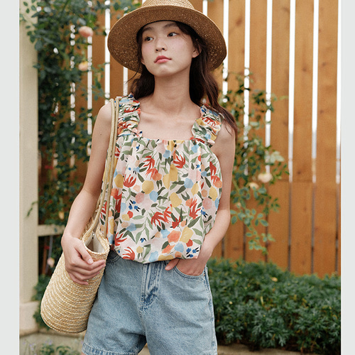 夏 レディースリゾートスタイルデザイン 花柄キャミソール ショー