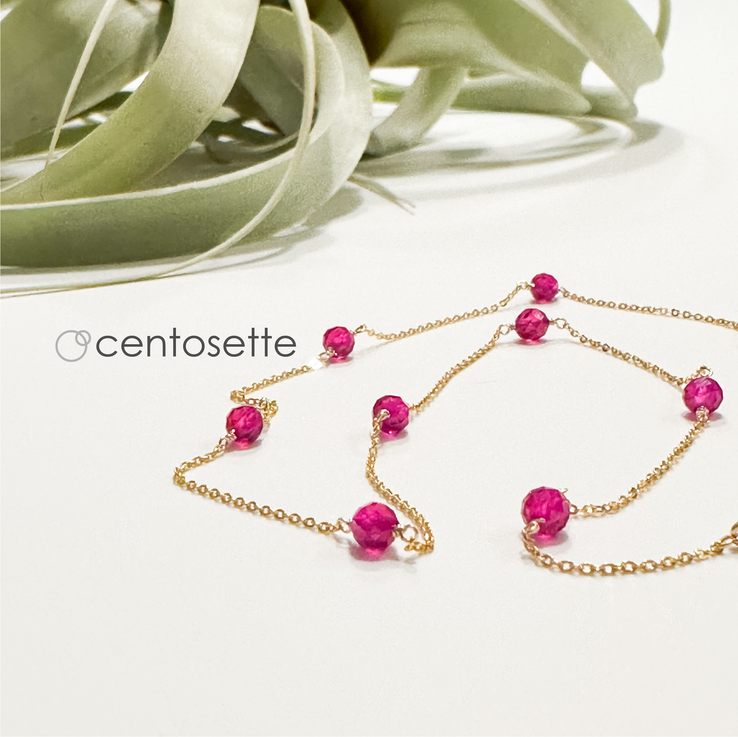 【再販】ルビーの14KGFステーションネックレス/サージカルステンレスチェーンへ変更可・延長可 8,250円