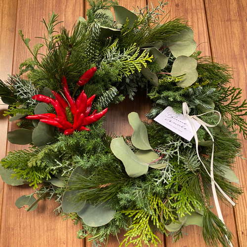 お正月まで飾れる松入りグリーンリース【現品限り】 リース 無店舗花屋