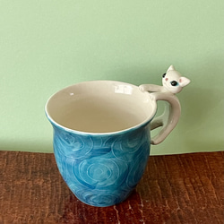 猫取っ手マグ(白猫)『猫のマグカップ』 1枚目の画像