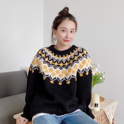 ニット☆セーター　ロピーセーター　ウール　ノルディック　フェアアイル　茶系 セール】 【OUTLET】ノルディック柄ニット （ニット・セーター