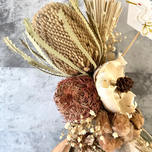 バンクシアとパンパスのナチュラルなしめ飾り1点ドライフラワー