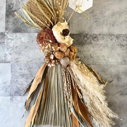 バンクシアとパンパスのナチュラルなしめ飾り1点ドライフラワー
