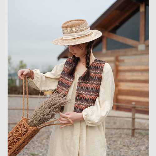 メイラード ヴィンテージ 民族風柄 リバーシブル ショートベスト