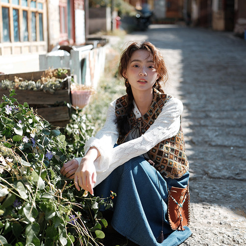 エスニック柄シフォンカーディガン風ベスト シフォン ロングカーディガン レディース ボヘミアン リゾート