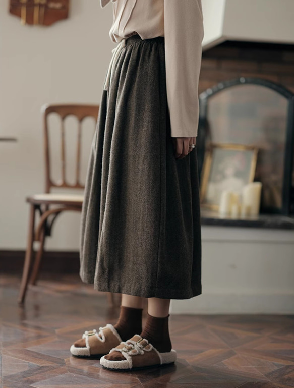 ウールスカート  バルーン型スカート　ウール混 6枚目の画像