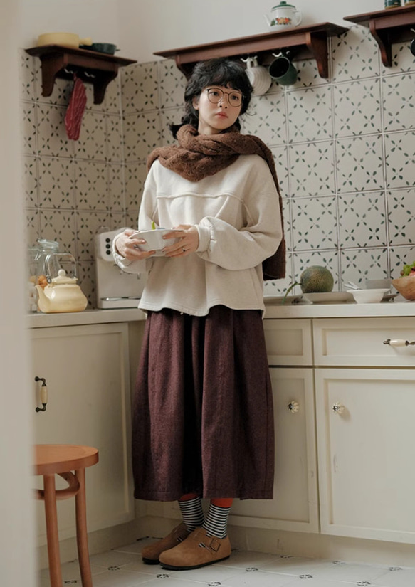 ウールスカート  バルーン型スカート　ウール混 13枚目の画像