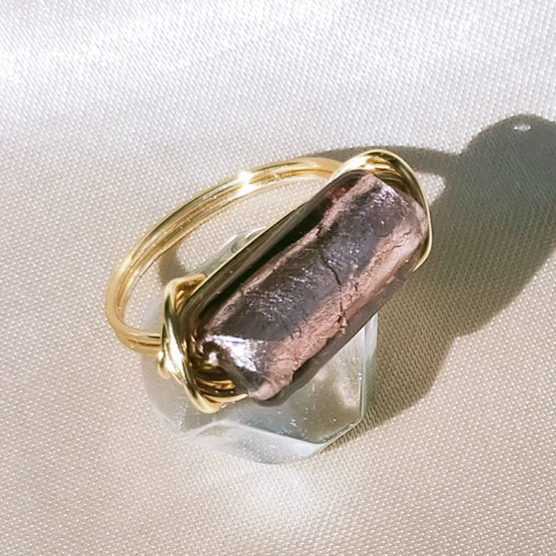 フランス産ガラス リング（小豆色）