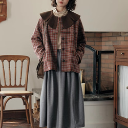 冬のロングスカート　ギャザースカート   ウール混 3枚目の画像