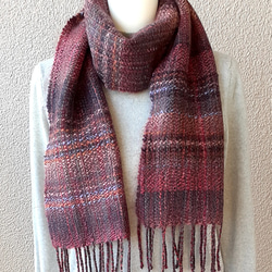 暖か色の手織りマフラー WM0679        一点物 3枚目の画像