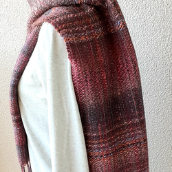 暖か色の手織りマフラー WM0679        一点物 5枚目の画像