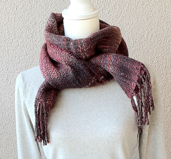 暖か色の手織りマフラー WM0679 一点物 マフラー tsure-zure 通販