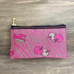 畳縁　硬幣錢包　名片夾　蘋果　兔子　粉紅色　日式 第7張的照片