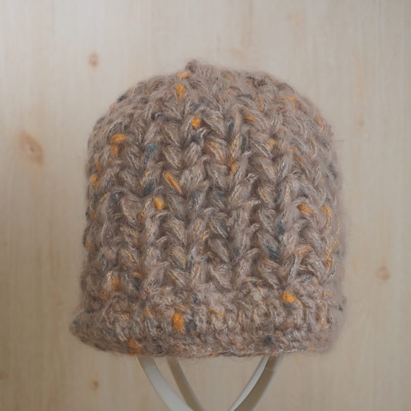 ミックスカラーのモヘアタッチニット帽 おばあちゃんの手編み レディース・メンズ兼用 一点物 2枚目の画像
