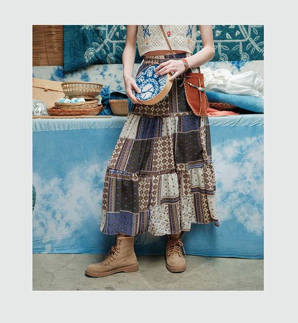 春夏秋のレトロな多用途ハイウエスト女性用Aラインスカート　文学ブルーデニムスカートスカート　ロングスカート　レディース 10枚目の画像