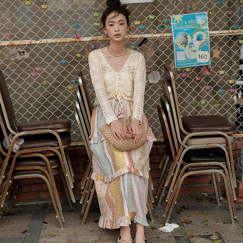 春夏 レディース ボヘミアンビーチスカート フレンチ気質フローラル