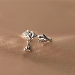 シルバー925  細め　かわいい　鯉　蓮　指輪　silver925 フリーサイズ　大きさ調整可能 2枚目の画像