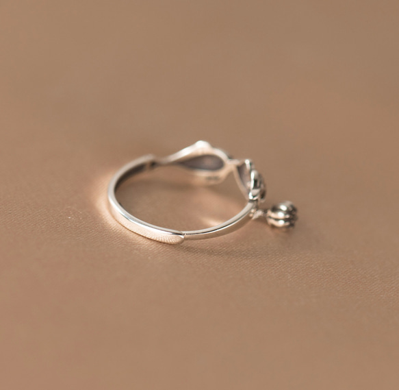 シルバー925  細め　かわいい　鯉　蓮　指輪　silver925 フリーサイズ　大きさ調整可能 3枚目の画像