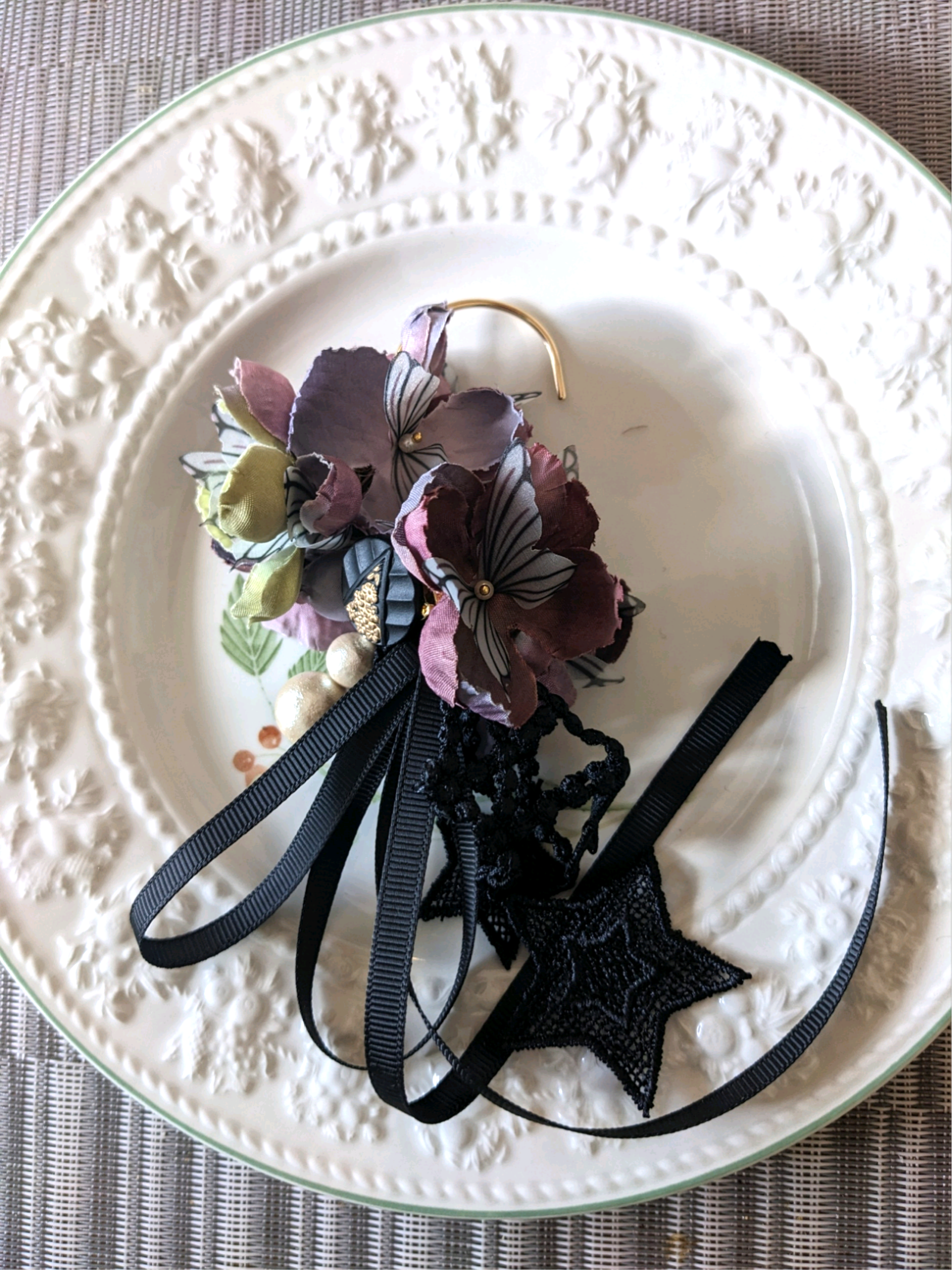 大人の藤色紫陽花と星のイヤーフック＆イヤークリップ 4,380円