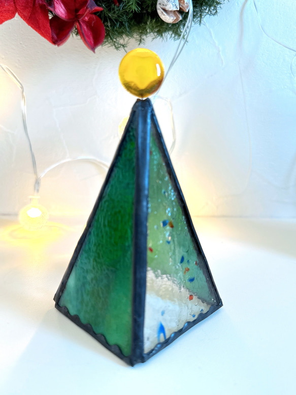 ガラスの三角クリスマスツリー（小） 3枚目の画像