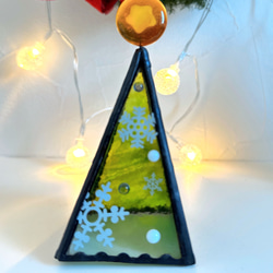 ガラスの三角クリスマスツリー（小） 1枚目の画像