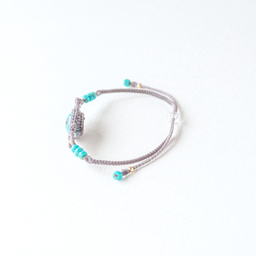 ターコイズのマクラメ編み 天然石ブレスレット ターコイズのマクラメ編み 天然石ブレスレット 手鍊 shantiwala