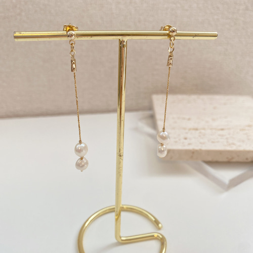 淡水パール5連 ピアス/イヤリング コットンパール ピアス
