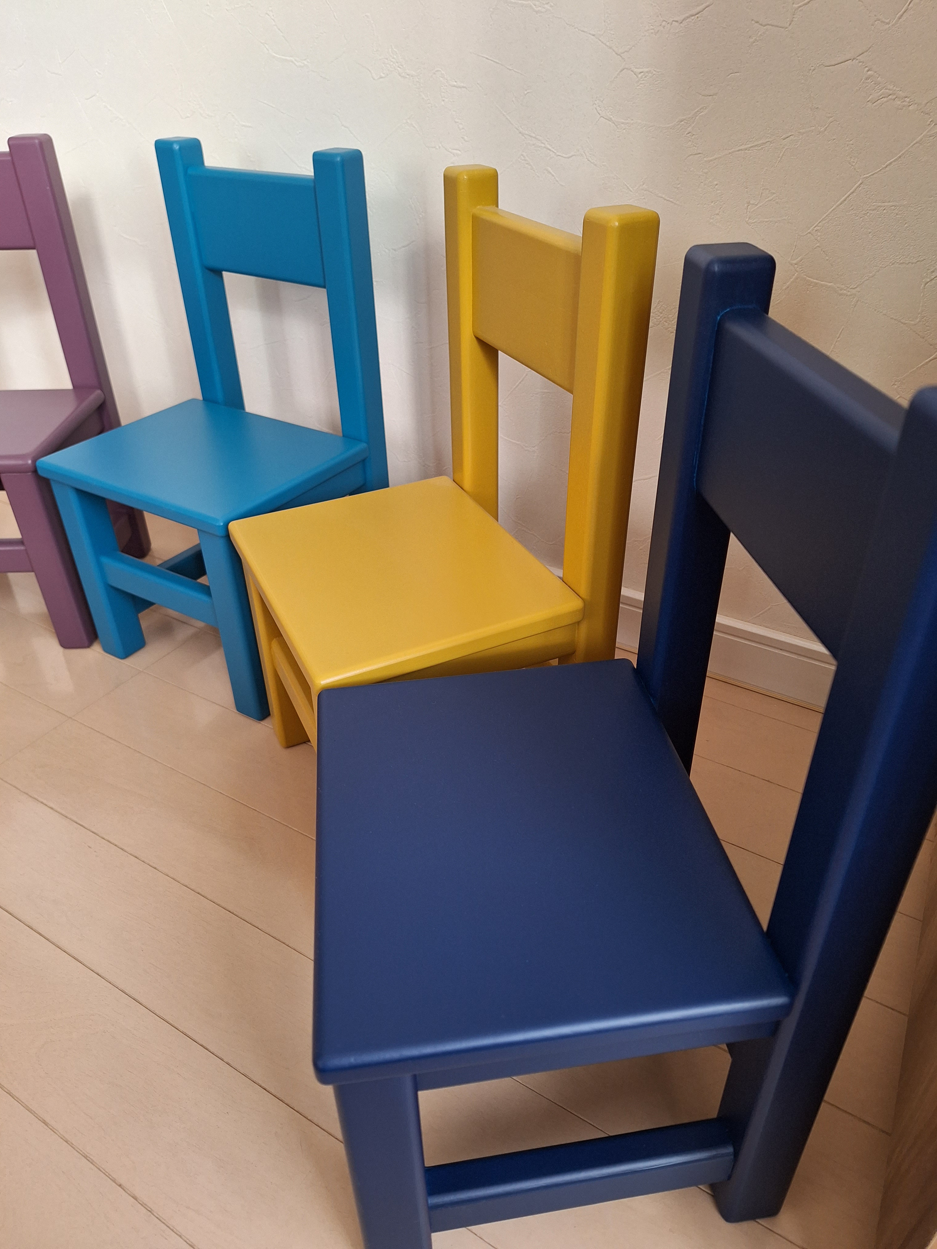 【受注製作】ネイビー キッズチェア カラフル おしゃれ