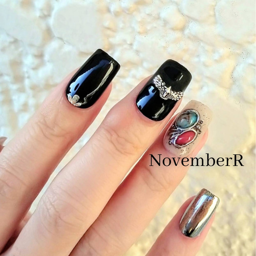 LA709☆インディアンジュエリーネイルチップ ネイルチップ（つけ爪