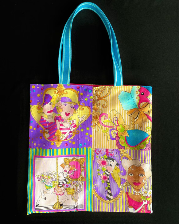 Loralie tote bag(ロラライトートバッグ)／Blue-Pink 2枚目の画像