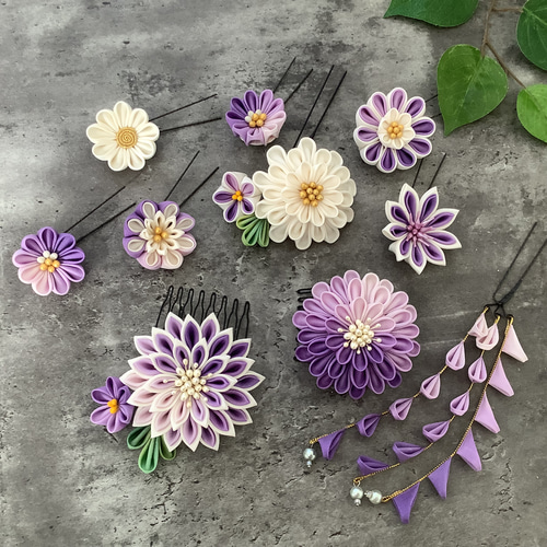 No.118 豪華！紫×金 フラワーピン（生花】ワックスフラワー(ピンク  