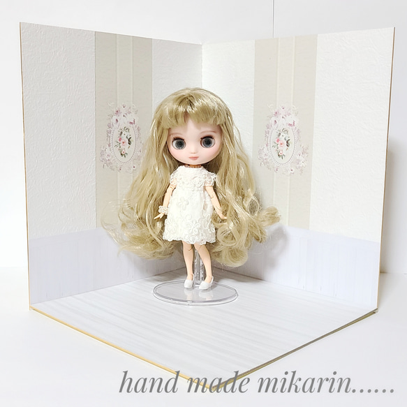 薔薇柄パープル壁*°ドールハウス°*ブライスやバービー,リカちゃんなど  