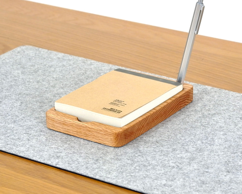 ｵｰｸ無垢材】無印良品メモパッド用トレイ（ペン立て付き） メモ帳 BE