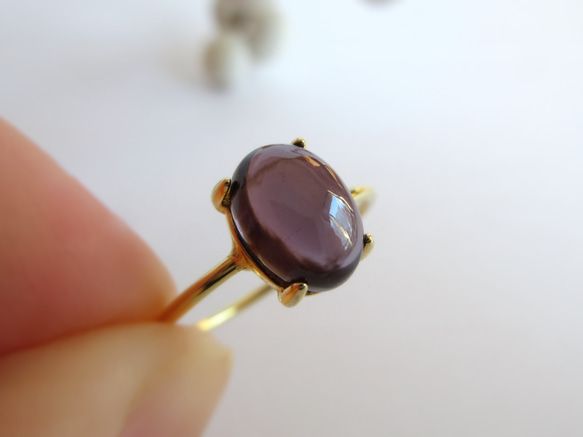 高品質】8×6mm「パープルスピネル」リング【8月の誕生石】 指輪