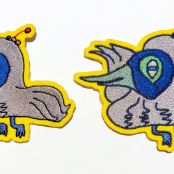 フジ色鳥 大サイズ ワッペン アップリケ パッチ 刺繍 オリジナル ホームメイド 個性的 ユニーク 面白い 鳥 ブルー 20枚目の画像