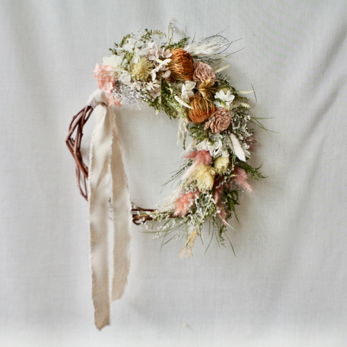 グリーンのナチュラルリース ドライフラワー プリザーブドフラワー