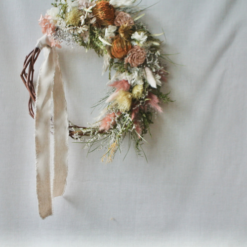 グリーンのナチュラルリース ドライフラワー プリザーブドフラワー