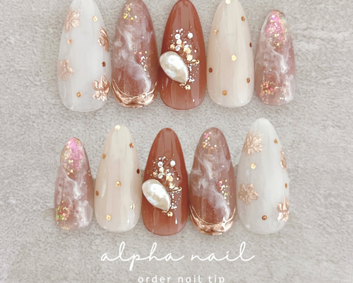 ピンク ニュアンスミラーフラワーネイルチップ ネイルチップ（つけ爪