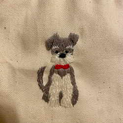 シュナウザー刺繍巾着　犬刺繍 3枚目の画像