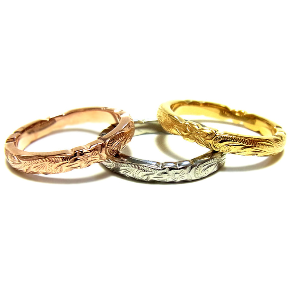 大人気 ハワイアンジュエリー リング 指輪 K14 イエローゴールド