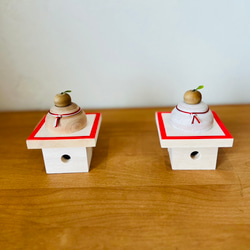 木製 ミニ鏡餅 ハンドメイド 北海道産カバ桜材 正月飾り ナチュラル