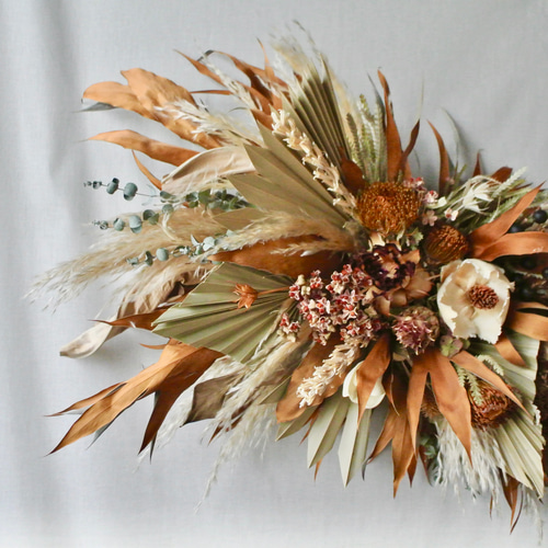 大】ネイティブフラワーオブジェ 壁掛けオブジェ 壁掛けリース