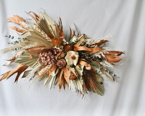 大】ネイティブフラワーオブジェ 壁掛けオブジェ 壁掛けリース