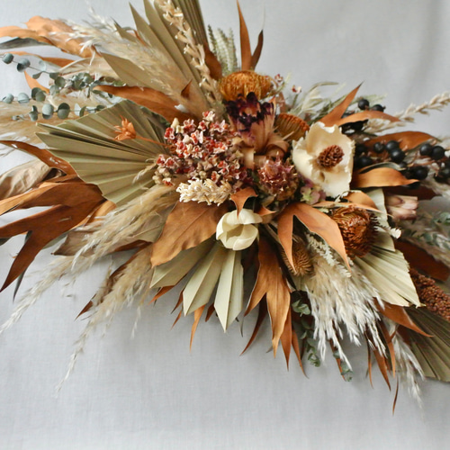 大】ネイティブフラワーオブジェ 壁掛けオブジェ 壁掛けリース